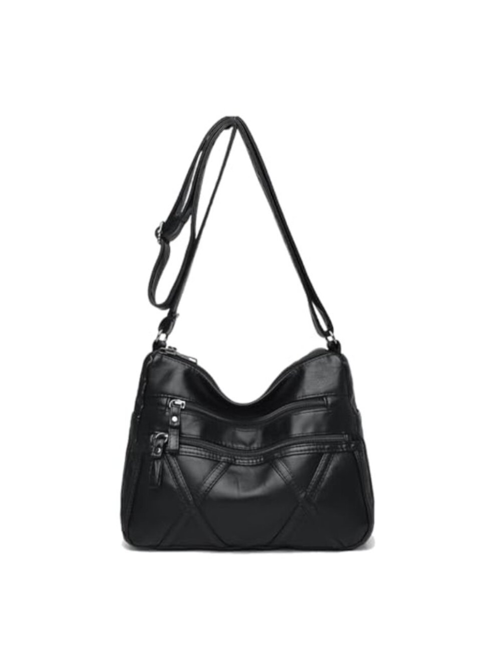 PU Leather Crossbody Hobo Shoulder Bag Multi Pocket Lightweight Purse